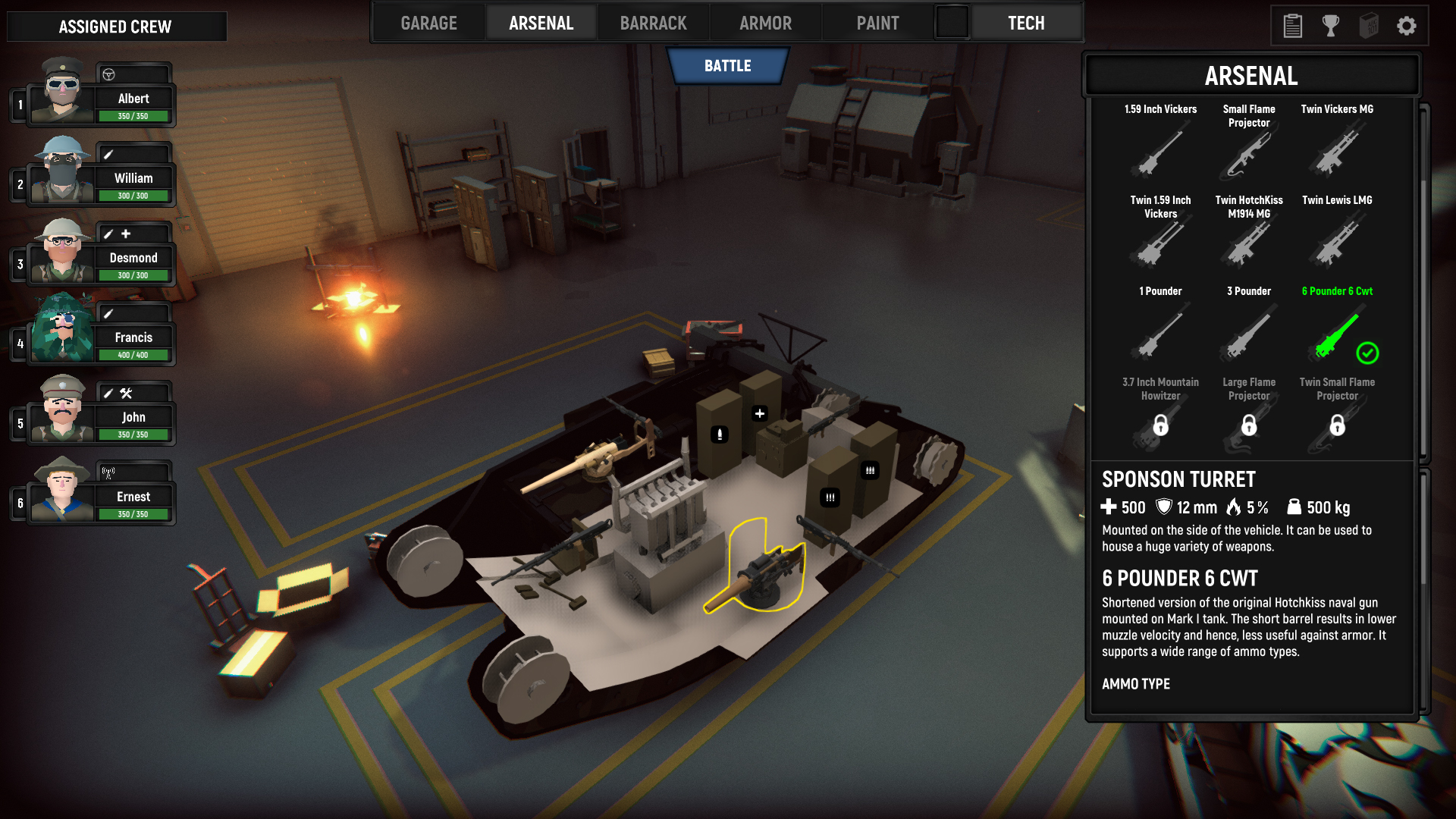 Armored Battle Crew [World War 1] - Tank Warfare and Crew Management Simulator screenshot