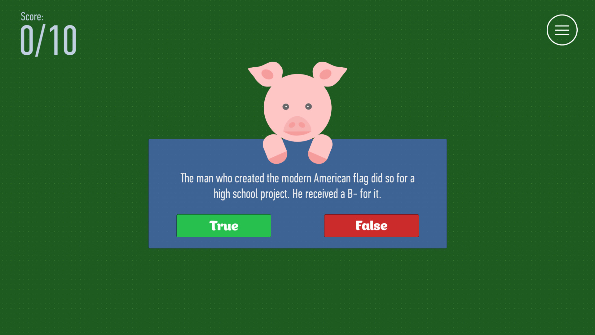 True or False screenshot