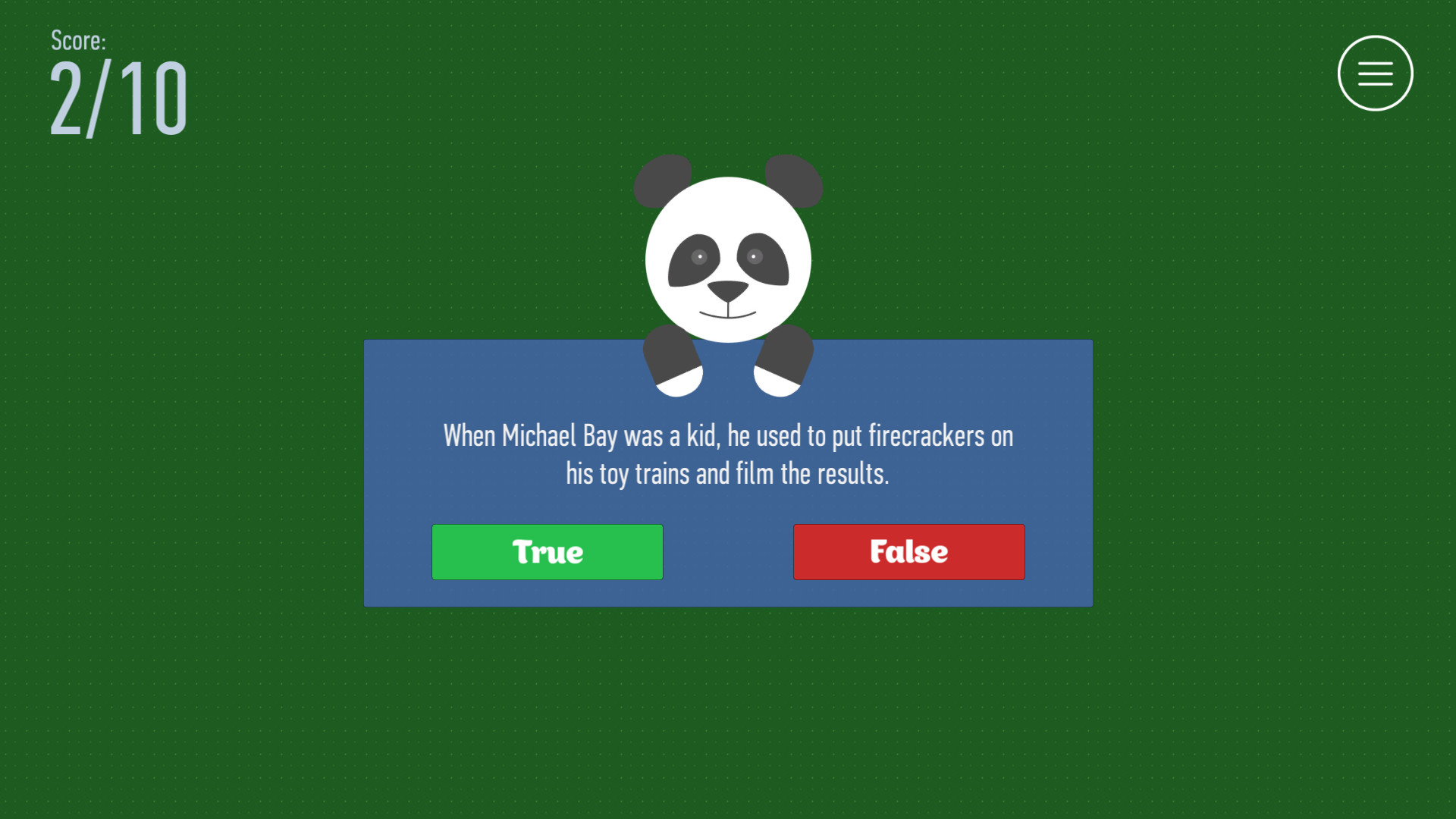 True or False screenshot