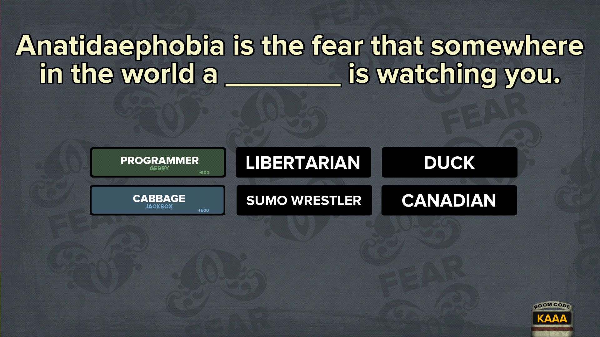 Fibbage XL screenshot